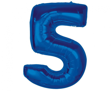 #BFC35 Balon foliowy, cyfra 5, niebieska, 92 cm AA