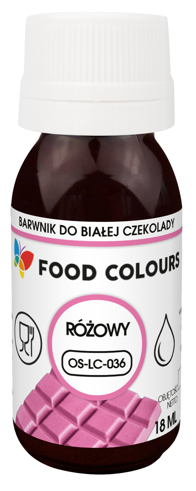 Barwnik do czekolady i mas tłustych różowy Food Colours 18 ml