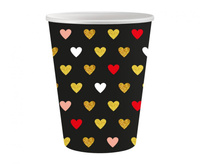 #ZKU_GD Kubeczki papierowe Kolekcja XOXO (czarne), certyfikat FSC, 250 ml/ 6 szt. KK