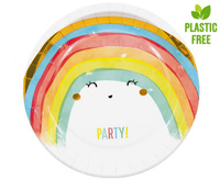 #ZTA Talerzyki papierowe Rainbow Party, next generation, 23cm, 8 szt. (plastic-free)