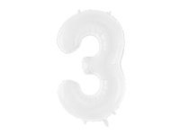 Balon foliowy Cyfra ''3'', 86 cm, biały Party Deco