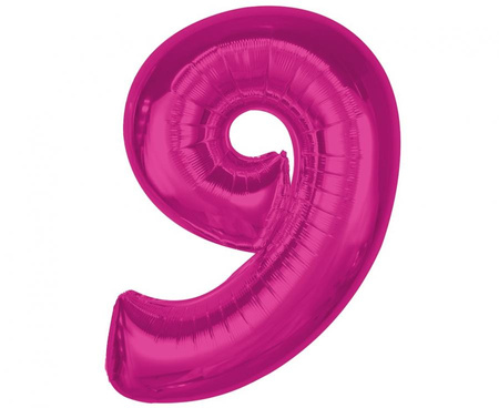 #BFC36 Balon foliowy Smart, cyfra 9, różowa, 92 cm