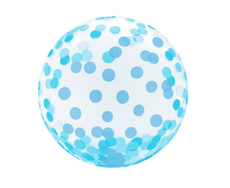 #BFK Balon Aqua 18" - kryształowy, niebieskie grochy, KK