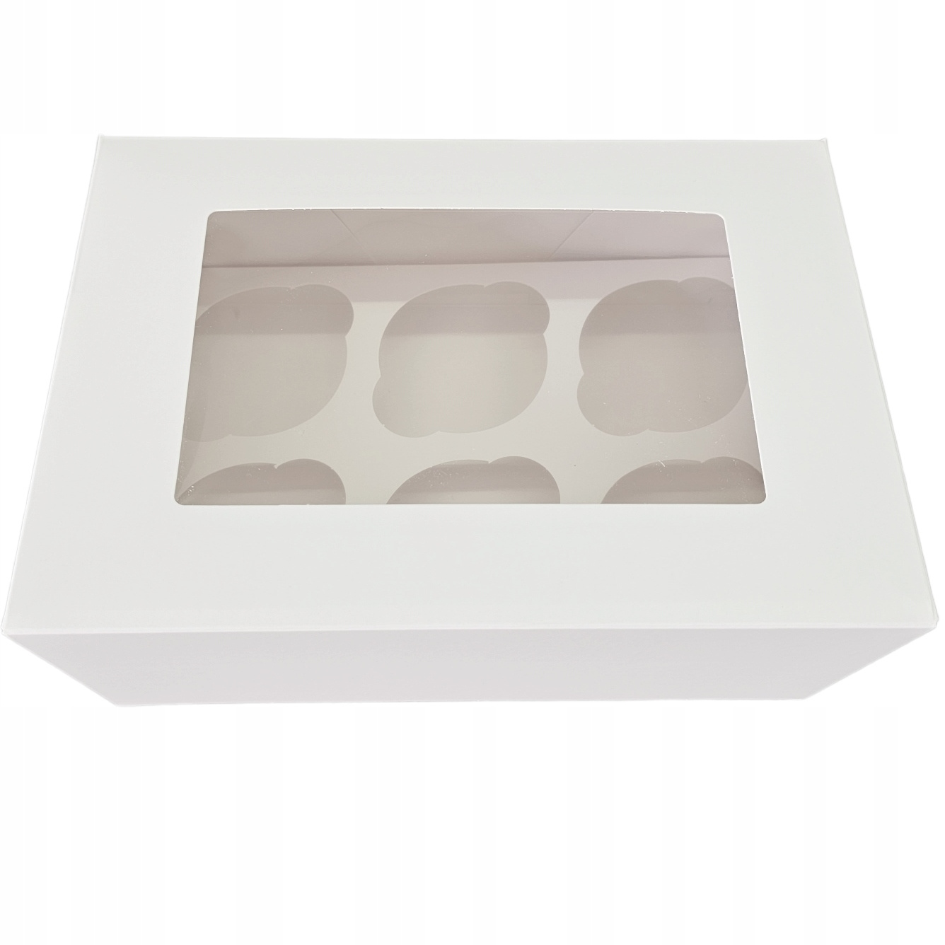 Białe pudełko na muffinki z przezroczystym okienkiem