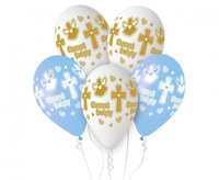 #BL Balony Premium Hel Chrzest chłopca, 13 cali/ 5 szt.