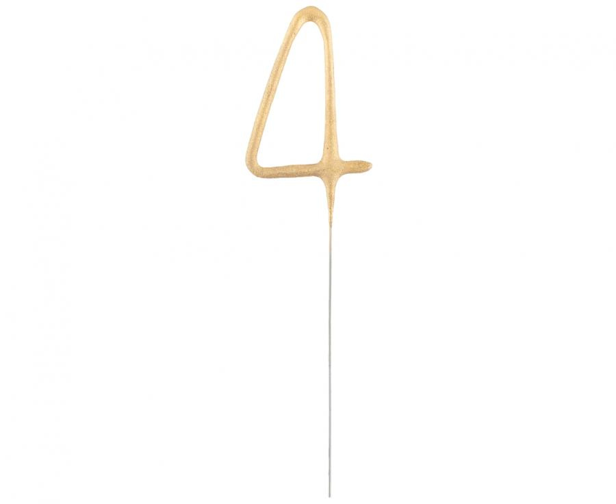 Dekoracja na tort zimny ogień złota cyfra 4 – efektowna ozdoba jubileuszowa