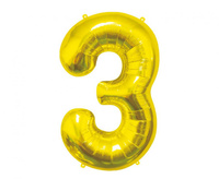 Balon foliowy B&C Cyfra 3, złota, 85 cm  AA
