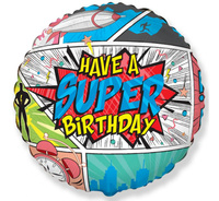 #BFK Balon foliowy 18" FX - SuperBirthday- COMIC, niepakowany