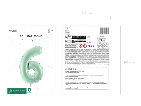 Balon foliowy Cyfra ''6'', 72cm, zieleń