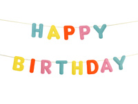Baner filcowy, Happy Birthday, mix, 3m