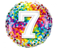#BFK Balon foliowy 18" QL RND Tęczowe konfetti 7 KK
