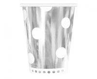 #ZKU_GD Kubeczki papierowe B&C Groszki, srebrne, 266 ml, 6 szt. KK