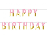 #DEGI Girlanda papierowa (zrób to sam) Happy Birthday, różowo-złota, dł. 160 cm