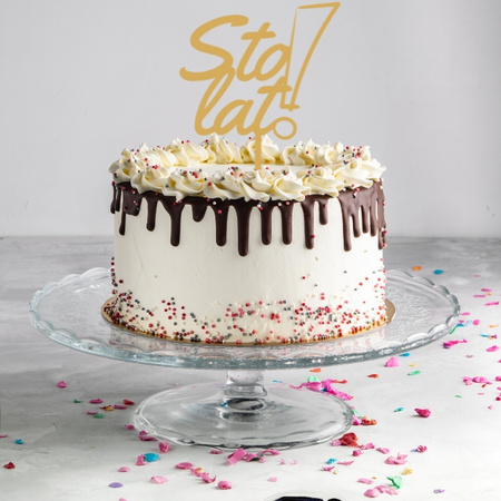 Topper na tort STO LAT 16 cm ZŁOTY WZ. II