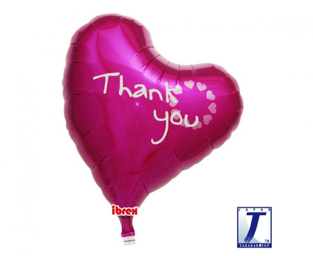 #BFK Balon Ibrex Hel, serce Sweet 14", Thank you, magenta, packed