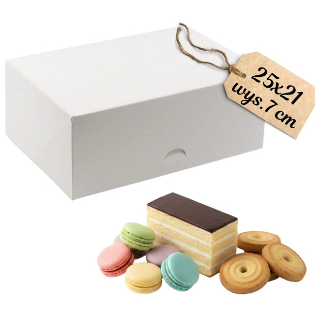 Pudełko na ciasto białe 25x21x7 cm – widok ogólny