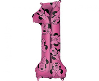 #BFC Balon foliowy cyfra 1 Myszka Minnie, fioletowy, 66 cm