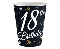 #ZKU_GD Kubeczki papierowe B&C 18 Birthday, 250 ml/ 6 szt.