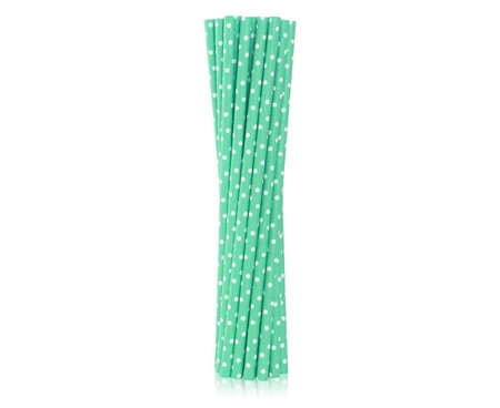 #ZSŁ Rurki (słomki) pap. zielone w białe groszki, 6x197mm / 12 szt. KK