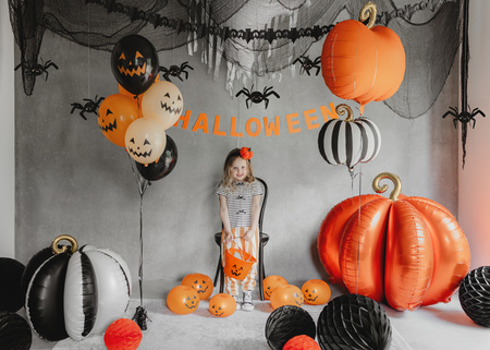Balon foliowy Dynia w paski, 39x38 cm, mix