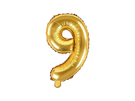 Balon foliowy Cyfra ''9'', 35cm, złoty