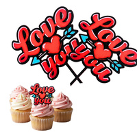 Zestaw 2 szt. mini topperków na muffinki bento cake 55x40 mm SERCE LOVE YOU WALENTYNKI WZ.I