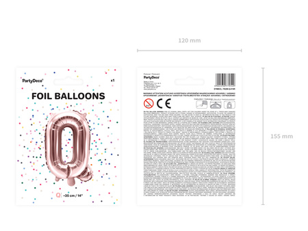 Balon foliowy Litera ''B'', 35cm, różowe złoto