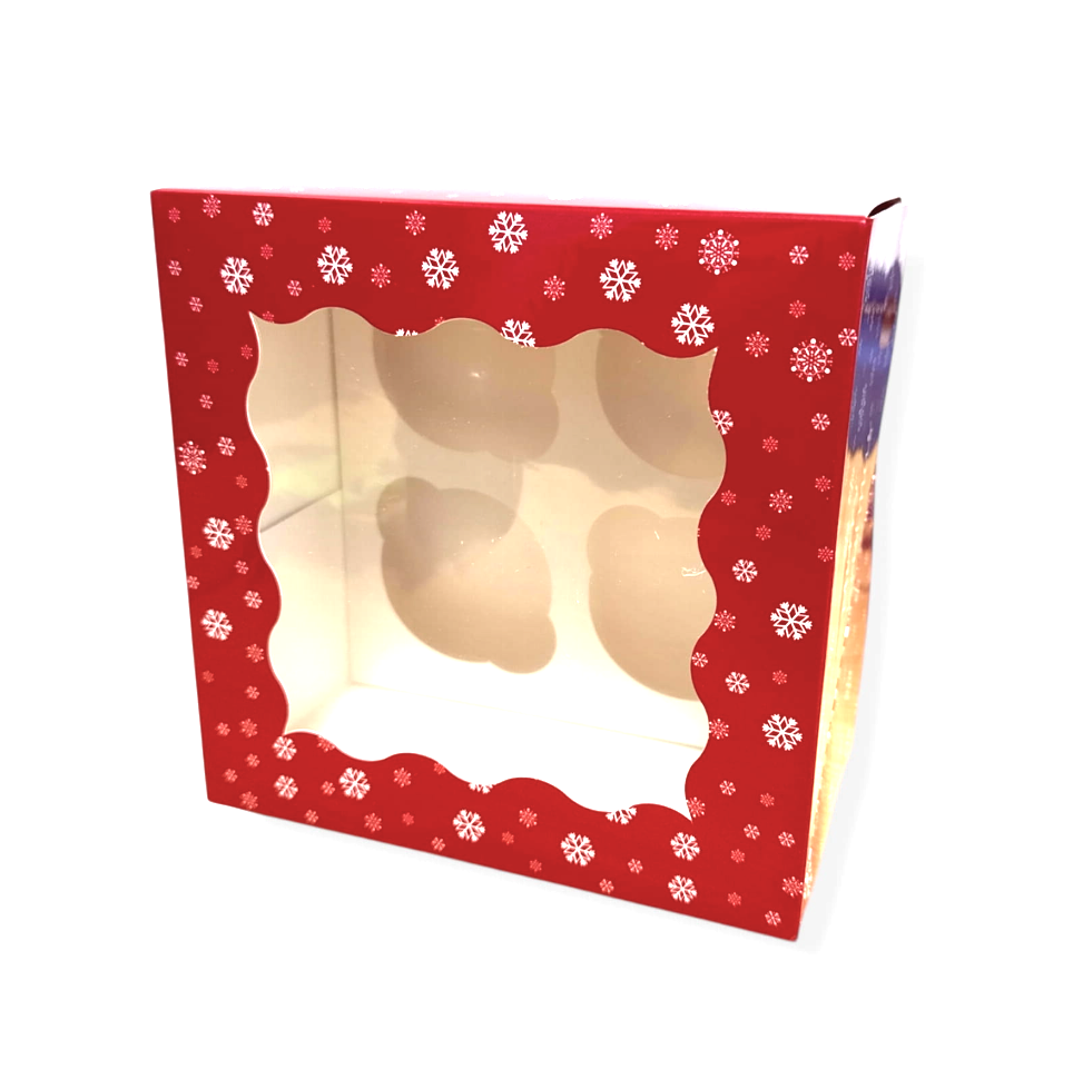 Pudełko na 4 muffiny MERRY CHRISTMAS z okienkiem