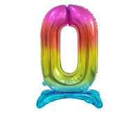 #BFC6 Balon foliowy B&C Cyfra stojąca 0, tęczowa, 74 cm AA