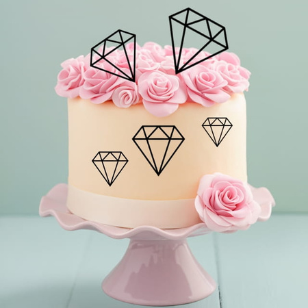 Toppery decory na tort DIAMENTY 5 szt. MIX