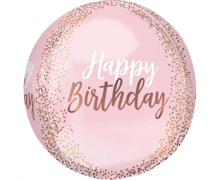 #BFK Balon foliowy ORBZ - Kula Rose Gold Blush Birthday, zapakowany