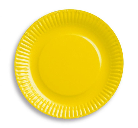 #ZTA_GD Talerzyki pap. jednokolorowe żółte 012C, 18 cm, 6 szt.
