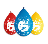 #BL Balony 12" z nadr. "6", pastel mix / 5 szt. (wiszące) KK