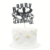 Papierowy topper na tort Happy Birthday SIŁOWNIA KULTURYSTA
