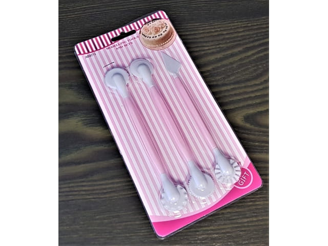 Narzędzia do dekoracji tortów i modelowania masy cukrowej – zestaw 3 sztuki z podwójnymi końcówkami