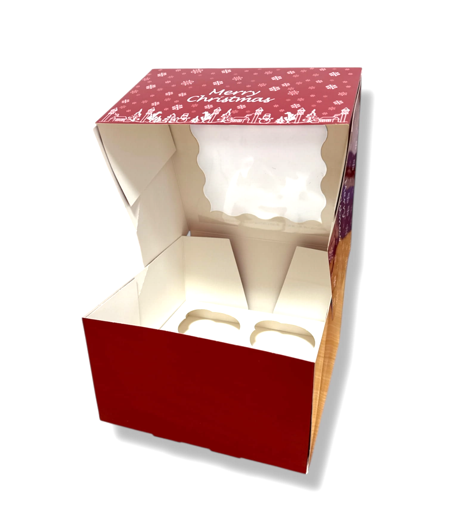 Świąteczne pudełko na muffiny Merry Christmas z kratką stabilizującą