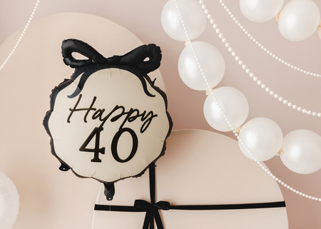 Balon foliowy pastylka Happy ''40'', 47.5x45 cm, mix