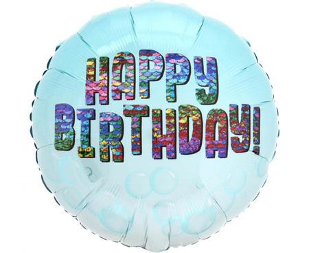 #BFK Balon foliowy 18" SHP -  Happy bday rainbow sequins