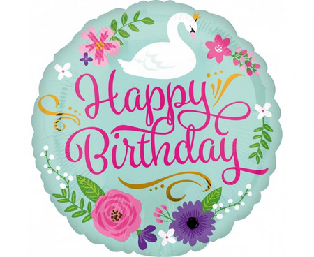 #BFK Balon foliowy 18" CIR Floral swan, zapakowany