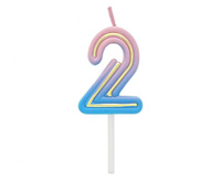 #SC22 Świeczka cyferka B&C Neon 2, 44x34x12mm, 1 szt.