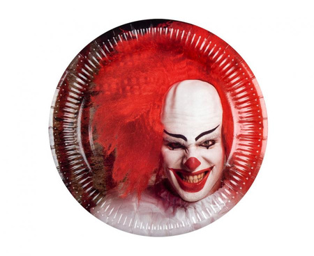 #ZTA Talerzyki papierowe Horror Clown, 23 cm, 6 szt.kk