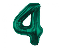 #BFC19 Balon foliowy B&C, cyfra 4, zieleń butelkowa, 85 cm