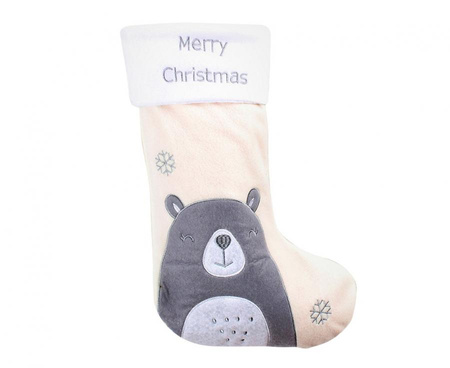 #DEI Skarpeta świąteczna biała "Miś", 27x42 cm