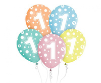 #BL Balony z cyframi: 1, 12 cali/ 5 szt.