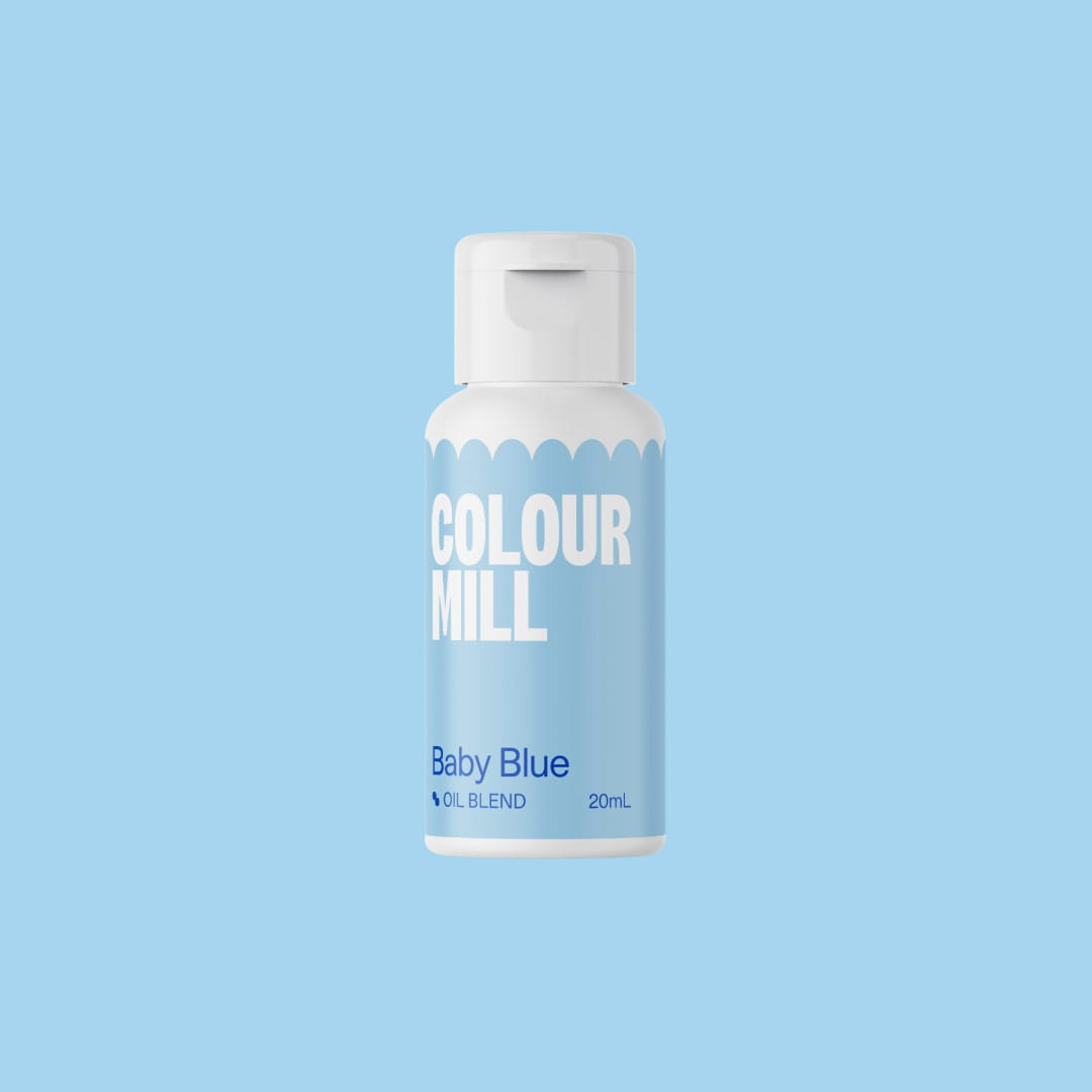 Barwnik olejowy do mas tłustych BABY BLUE 20 ml Colour Mill – buteleczka z niebieskim barwnikiem spożywczym