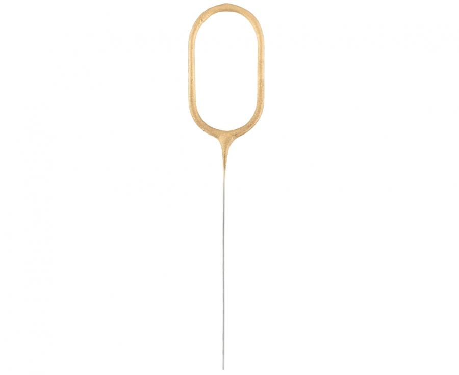 Złota cyfra 0 zimny ogień – dekoracja tortu urodzinowego i jubileuszowego