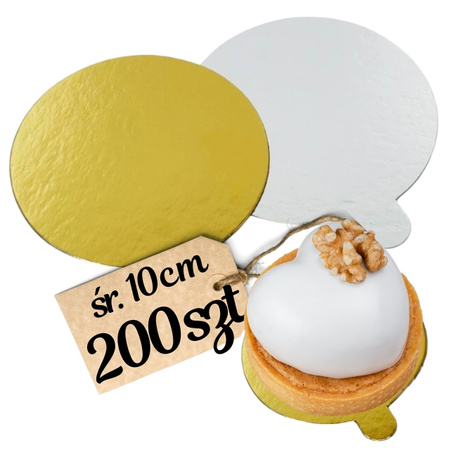 Bankietówki podkładki pod monoporcje dwustronne ZŁOTO SREBRNE 10 cm 200 szt.