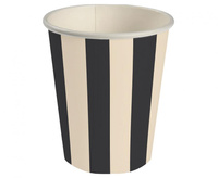 #ZKU_GD Kubeczki pap. Paski (czarny-beżowy) 250 ml, 6 szt.