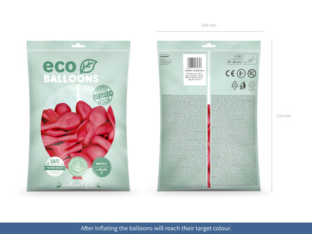 Balony Eco 26cm metalizowane, biały (1 op. / 100 szt.)