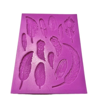 Forma silikonowa do tworzenia dekoracji z masy cukrowej na tort muffinki PIÓRKA PIÓRA 160x122 mm